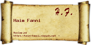 Haim Fanni névjegykártya